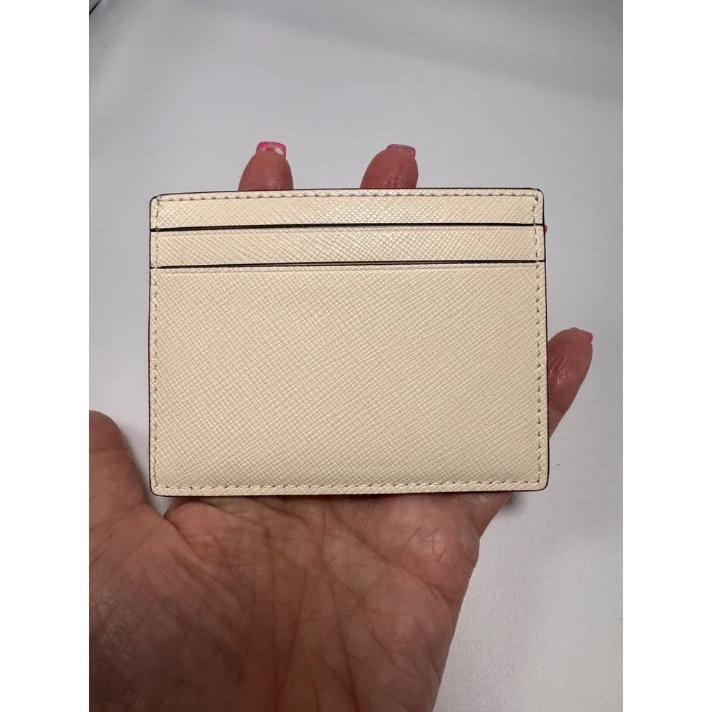 Kate Spade Staci Small Slim Card Holder Meringue Saffiano Leather KN760 Cream